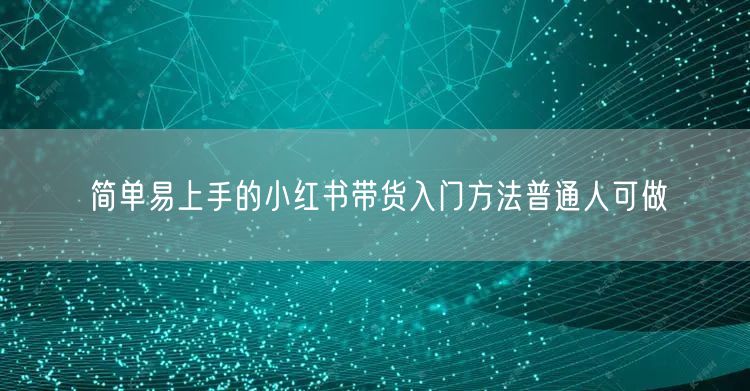 简单易上手的小红书带货入门方法普通人可做