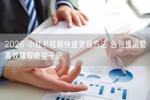 2026 小红书短期快速变现方法 告别慢运营高效赚取收益干货