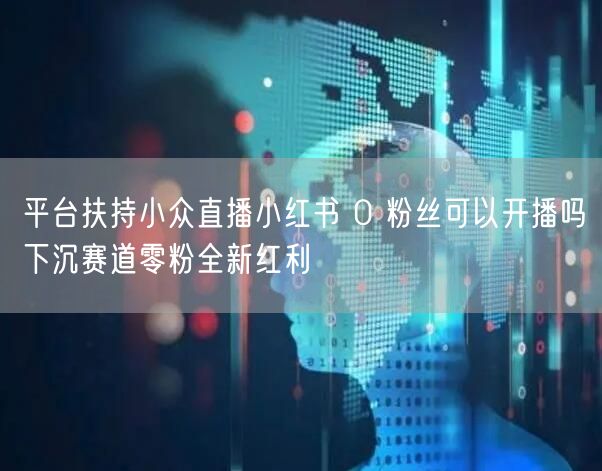 平台扶持小众直播小红书 0 粉丝可以开播吗下沉赛道零粉全新红利