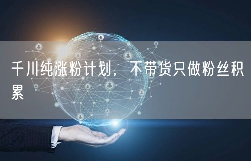 千川纯涨粉计划，不带货只做粉丝积累