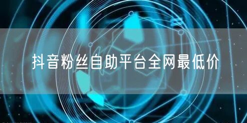 抖音粉丝自助平台全网最低价