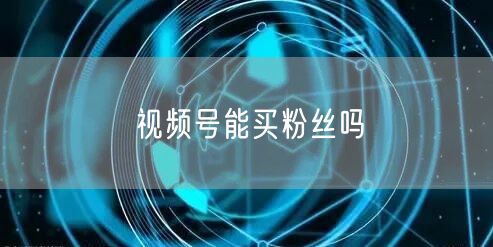 视频号能买粉丝吗